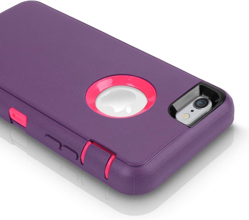 AICase iPhone 6 Case, iPhone 6S Case [Heavy Duty] Built-in Screen Protector Tough 3 in 1 Rugged Shockproof Cover for Apple iPhone 6/6S (Dark Purple/Rose Red) - Image 3