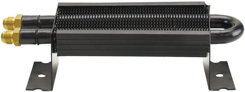 Performance Fluid Cooler, 7000 Series, 2 Pass, 8.875 x 2.625 x 1.75 in, Tube Type, 6 AN Male Inlet/Outlet, Aluminum/Copper, Black Powder Coat, Universal, Each