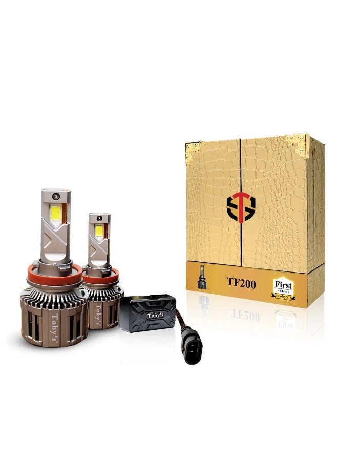 توبيز مصباح أمامي LED للسيارة من Tobys TF200، قطعتان، أصلي، 200 واط/القطعة، قوة 20000 لومن/القطعة، بدرجة حرارة لون 6500 كلفن - H11 - Image 1
