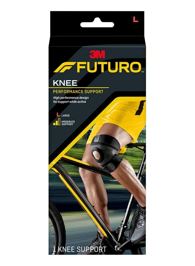 Futuro Performance Knee Support Large size, 1 unit/pack | Black/Grey color | 45697ENR | High performance design for support while active | Moderate support | Knee Support - Image 1