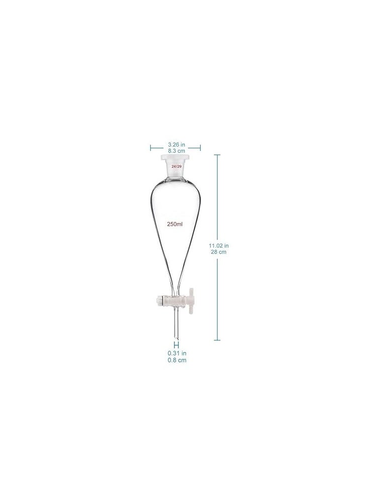 Atlasware RAWAL'S Borosilicate Glass Heavy Wall Conical Separating Funnel with Joints and PTFE Stopcock (1000ML Capacity) (1000 ML Capacity)  - Image 3