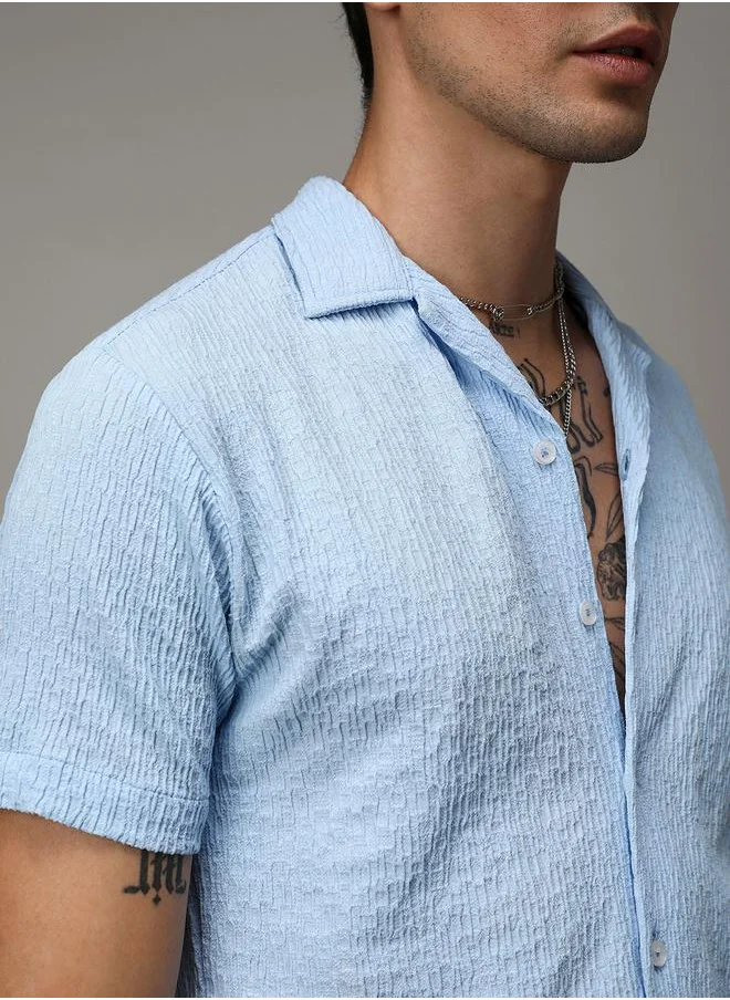 Campus Sutra Solid Crease Textured Shirt by Styli