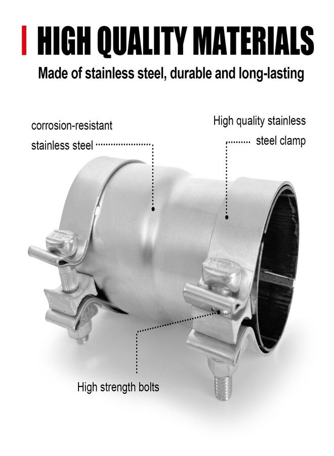 Peastorm 2.5 to 2.75 Inch Exhaust Adapter, 2.5" ID to 2.75" ID Exhaust Reducer Connector Pipe with Clamp - Image 3