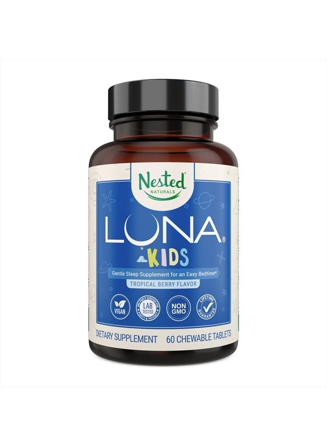 Nested Naturals Luna Kids Sleep Supplement - For Children & Melatonin Sensitive Adults, Naturally Sourced Ingredients for an easier bedtime - Wake Feeling Refreshed - Gentle Herbal Supplement with Chamomile, Melatoni - Image 1
