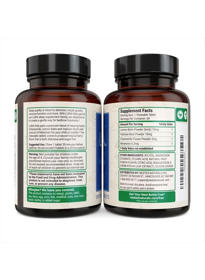 Nested Naturals Luna Kids Sleep Supplement - For Children & Melatonin Sensitive Adults, Naturally Sourced Ingredients for an easier bedtime - Wake Feeling Refreshed - Gentle Herbal Supplement with Chamomile, Melatoni - Image 5