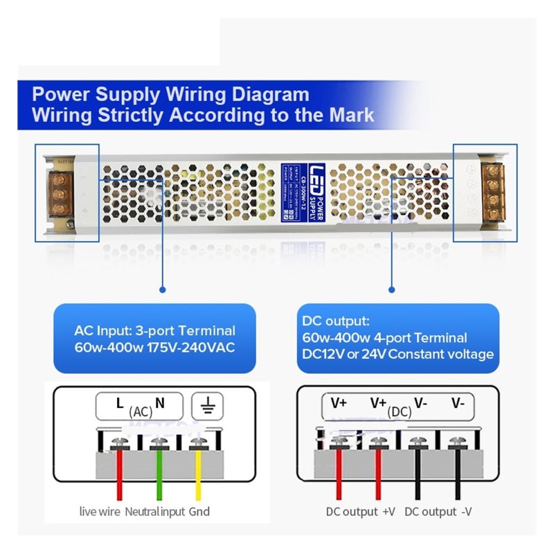 300W 12V Ultra Thin LED Driver Power Supply AC 175 240V to DC 12V 24V Lighting Transformer - Image 4