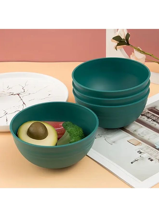 Dark Green Reusable 4pcs Thickened Plastic Dinnerware Set Bowl Plate Cup - Image 2