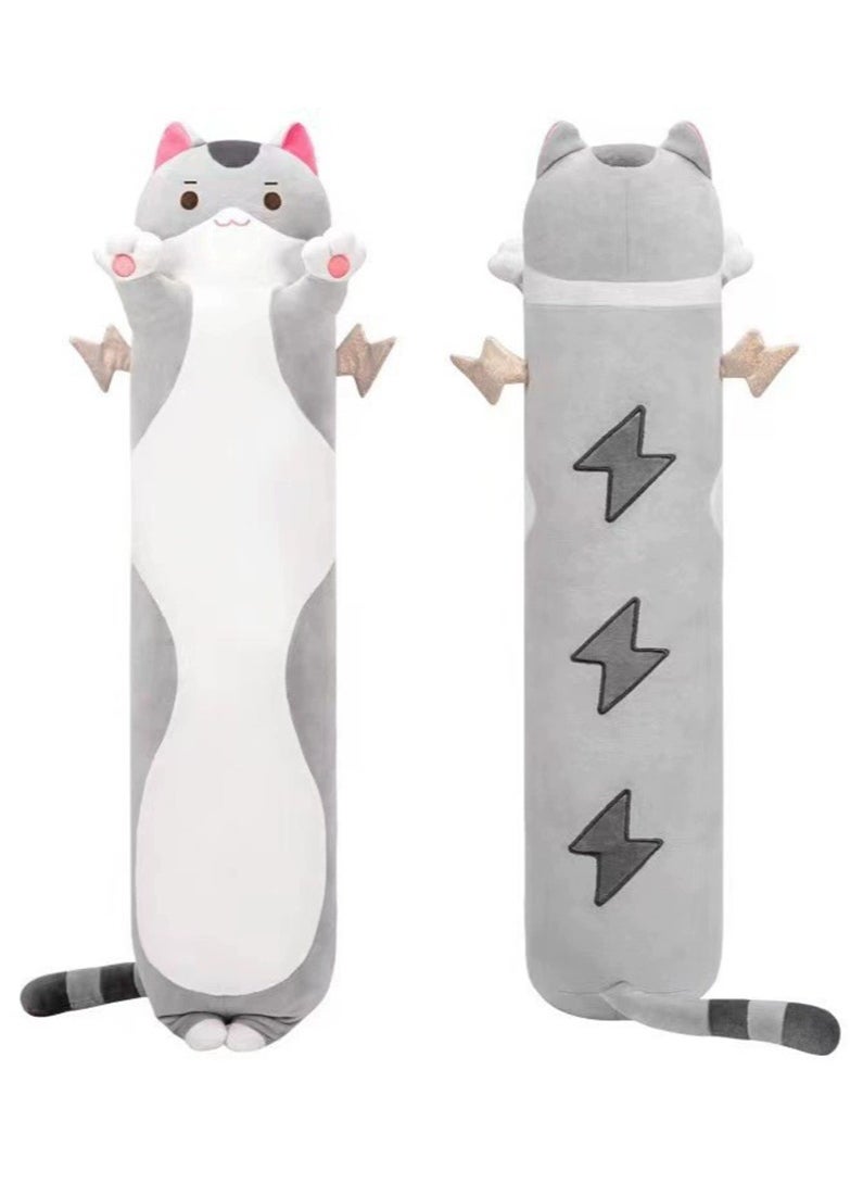 XiuWoo - Soft Long Cat Plush Pillows, Stuffed Animals Squishy Pillows, Plushie Cute Kitty Sleeping Hugging Pillow, Sleeping Throw Pillow, Cute Doll Toy, Lumbar Pillow for Kids, Baby and Adult - Image 1