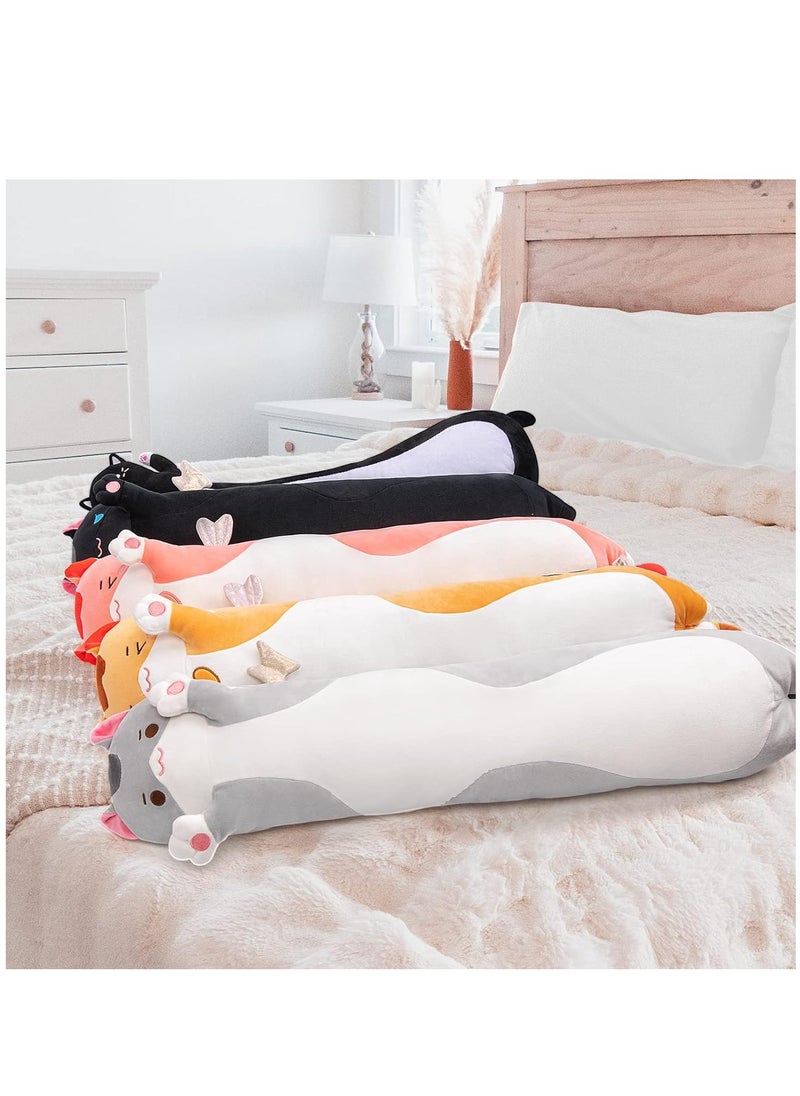 XiuWoo - Soft Long Cat Plush Pillows, Stuffed Animals Squishy Pillows, Plushie Cute Kitty Sleeping Hugging Pillow, Sleeping Throw Pillow, Cute Doll Toy, Lumbar Pillow for Kids, Baby and Adult - Image 1