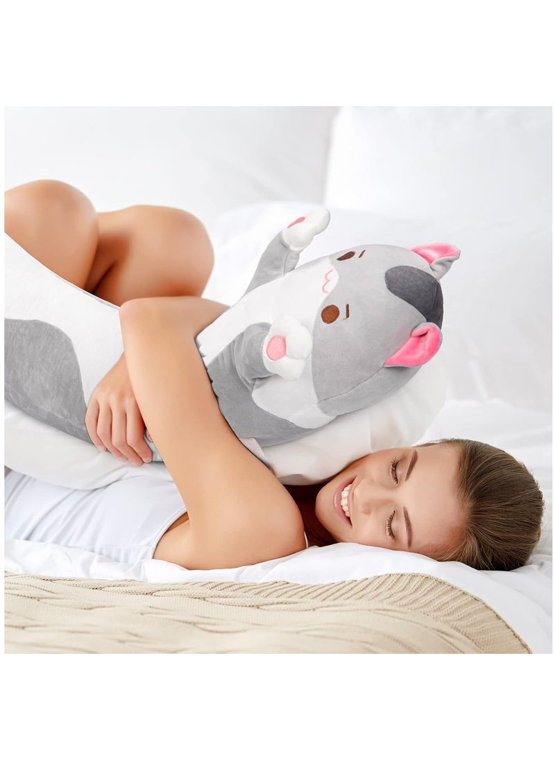 XiuWoo - Soft Long Cat Plush Pillows, Stuffed Animals Squishy Pillows, Plushie Cute Kitty Sleeping Hugging Pillow, Sleeping Throw Pillow, Cute Doll Toy, Lumbar Pillow for Kids, Baby and Adult - Image 1