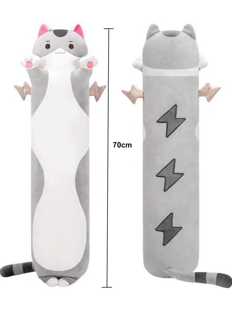 XiuWoo - Soft Long Cat Plush Pillows, Stuffed Animals Squishy Pillows, Plushie Cute Kitty Sleeping Hugging Pillow, Sleeping Throw Pillow, Cute Doll Toy, Lumbar Pillow for Kids, Baby and Adult - Image 1