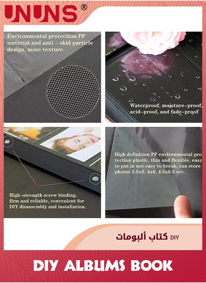UNUNS ألبومات صور، 600 صورة مقاس 6 × 4 بوصة، سعة كبيرة جدًا، ألبومات صور زفاف عائلية، كتاب صور، صور أفقية ورأسية، غطاء جلدي مصنوع يدويًا، ألبومات يدوية الصنع، أوراق كبيرة بلون الشمبانيا الذهبية  - Image 2