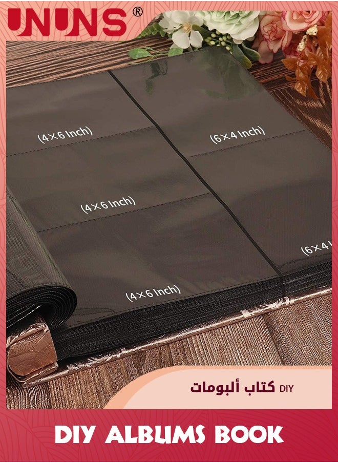 UNUNS ألبومات صور، 600 صورة مقاس 6 × 4 بوصة، سعة كبيرة جدًا، ألبومات صور زفاف عائلية، كتاب صور، صور أفقية ورأسية، غطاء جلدي مصنوع يدويًا، ألبومات يدوية الصنع، أوراق كبيرة بلون الشمبانيا الذهبية  - Image 3