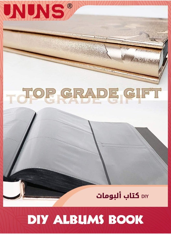 UNUNS ألبومات صور، 600 صورة مقاس 6 × 4 بوصة، سعة كبيرة جدًا، ألبومات صور زفاف عائلية، كتاب صور، صور أفقية ورأسية، غطاء جلدي مصنوع يدويًا، ألبومات يدوية الصنع، أوراق كبيرة بلون الشمبانيا الذهبية  - Image 4