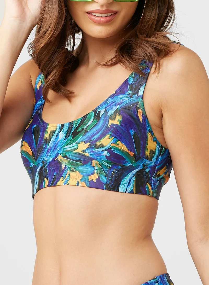 NASTY GAL Floral Print High Leg Bikini Set