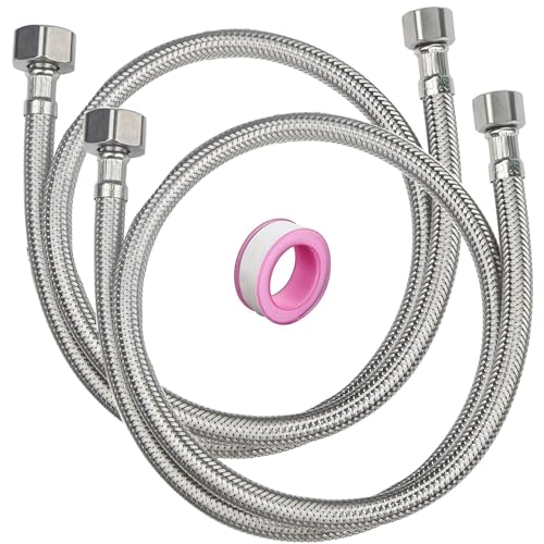 MOSELNY 48 Faucet Supply Line38 Comp x 12 FIP Flexible Faucet ConnectorStainless Steel Braided Supply Line for Long Distance Use of Faucet Sink Water Heater Angle ValvePlumbers Tape Include - Image 1