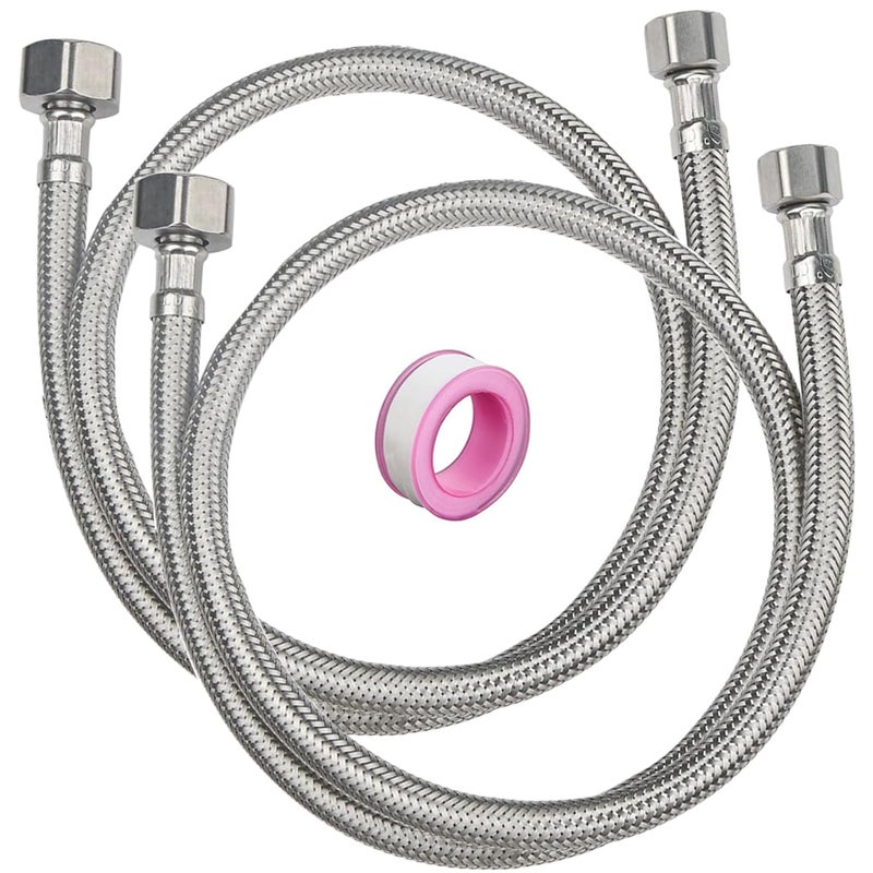 MOSELNY 48 Faucet Supply Line38 Comp x 12 FIP Flexible Faucet ConnectorStainless Steel Braided Supply Line for Long Distance Use of Faucet Sink Water Heater Angle ValvePlumbers Tape Include - Image 2