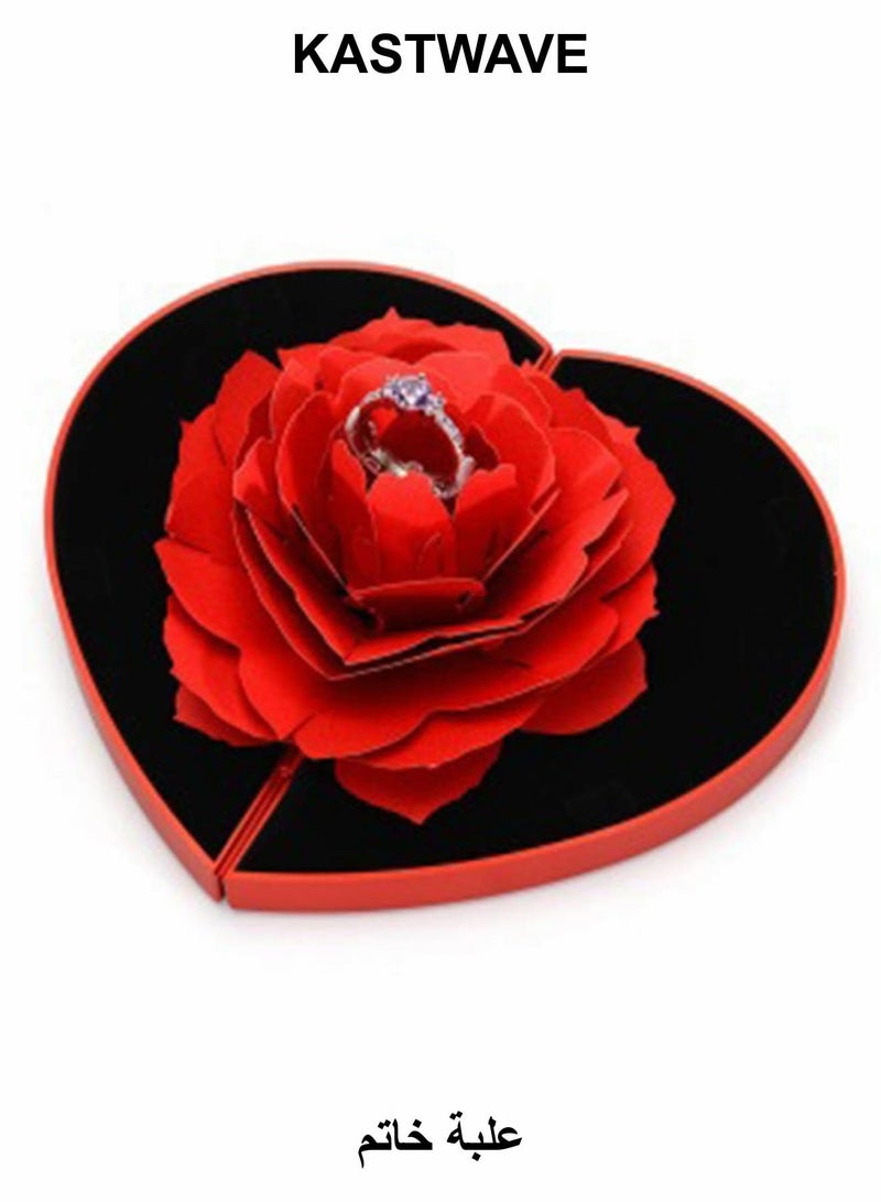 KASTWAVE Ring Box, Engagement Rose Ring Box, Surprise Jewelry Storage Holder for Woman as Proposal Engagement Wedding Ring Jewelry Gift Case in Valentine's Day - Image 1