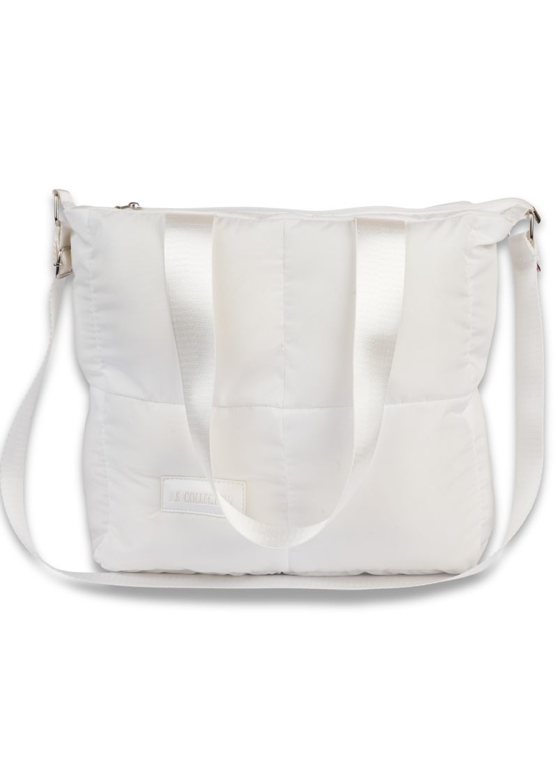 B.S COLLECTION Large capacity waterproof soft quilted shoulder bag and crossbag for women - White  - Image 1