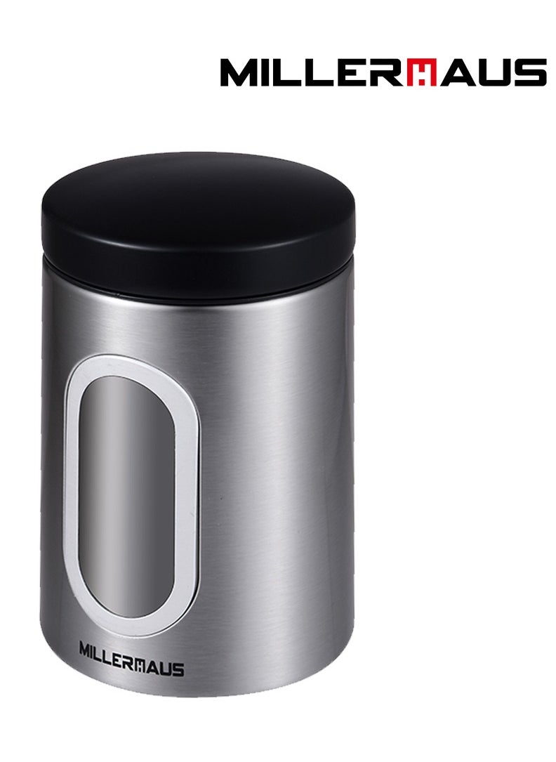 MILLERHAUS Millerhaus Canister Ø9.5X15.4Cm S/S, Keeps contents fresher for longer - flavour-seal 'click' lid. Stainless steel  - Image 1