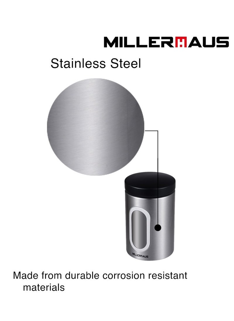 MILLERHAUS Millerhaus Canister Ø9.5X15.4Cm S/S, Keeps contents fresher for longer - flavour-seal 'click' lid. Stainless steel  - Image 4