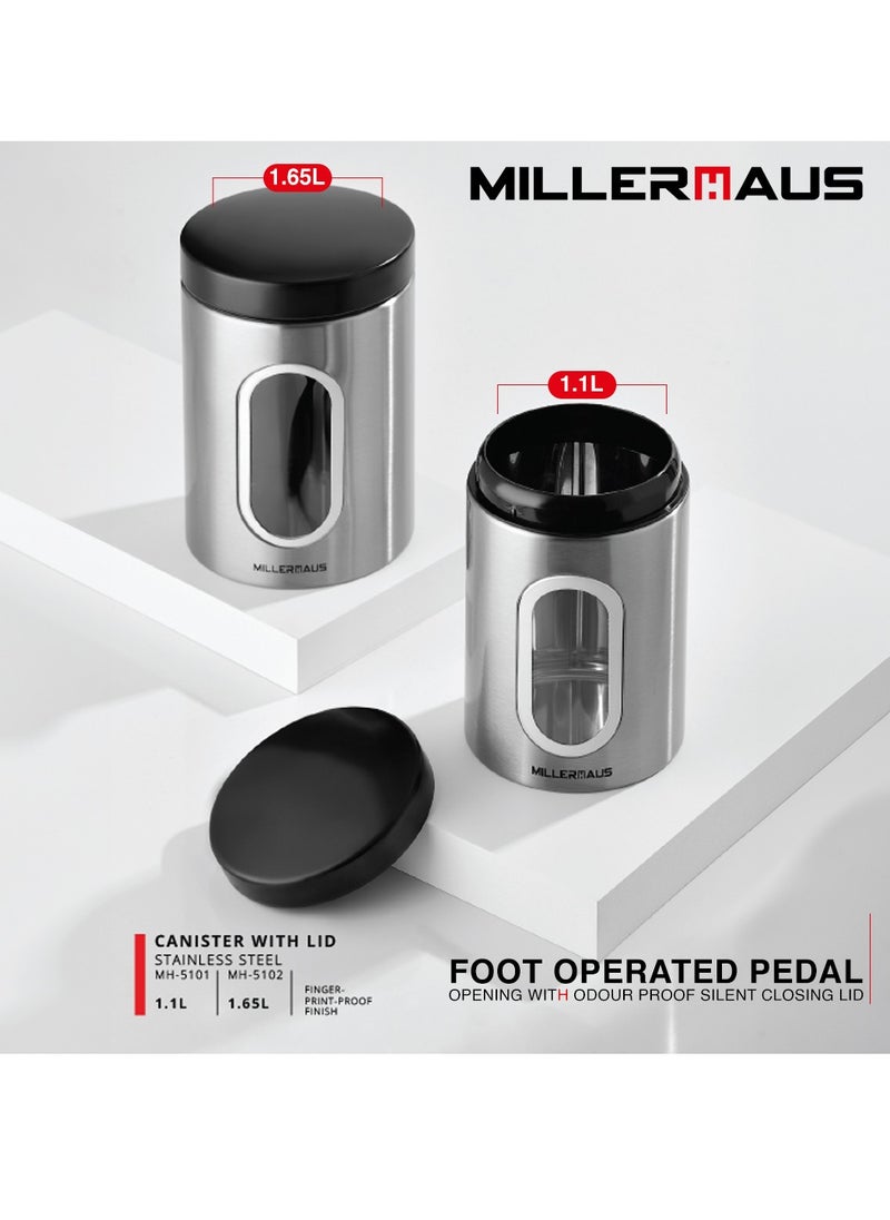 MILLERHAUS Millerhaus Canister Ø9.5X15.4Cm S/S, Keeps contents fresher for longer - flavour-seal 'click' lid. Stainless steel  - Image 3