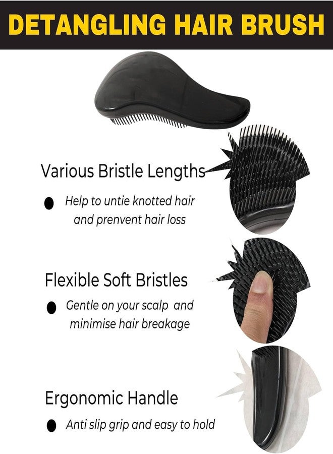 INOVERA (LABEL) Detangling Hair Brush for Women, Men, Adults - Detangler Hairbrushes - Knots Tangles Removal Brushes - Dry, Wet, Curly Hairs Comb (Black) - Image 3