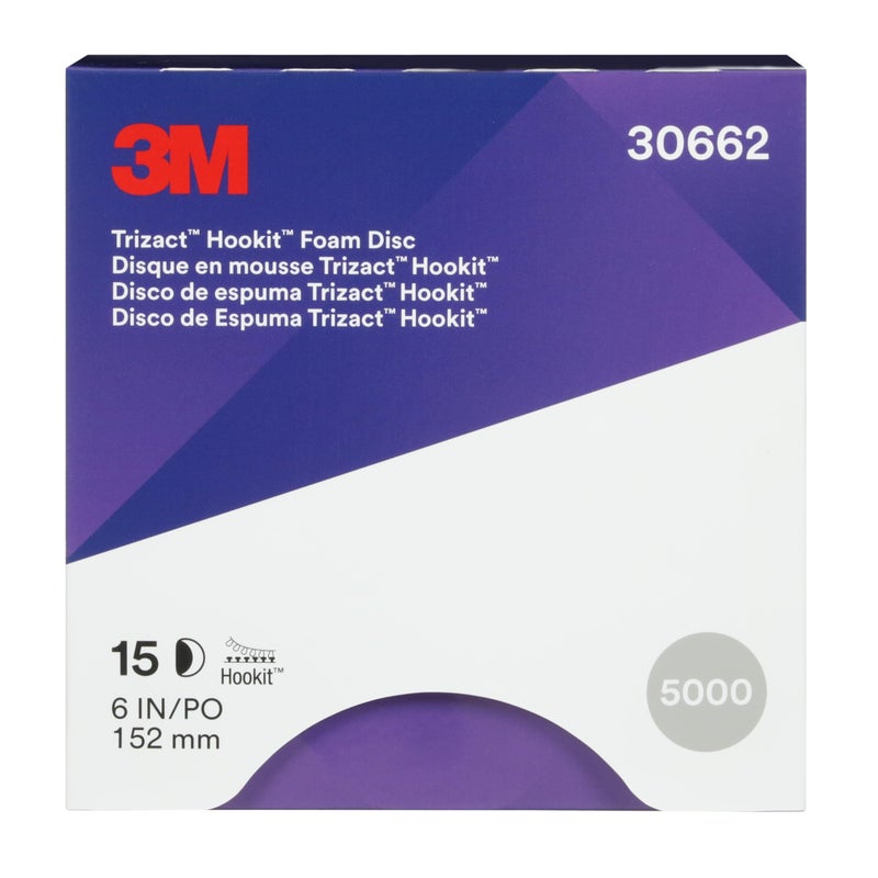 3M Trizact 3M Trizact Hookit Foam Disc 30662 6 in P5000 15 discs per carton  Blue