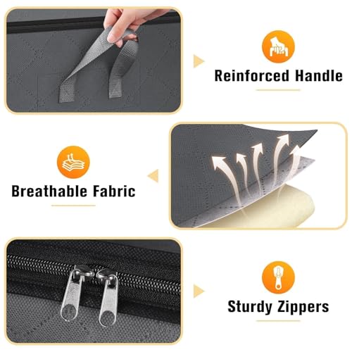 SpaceTrove Clothes Storage Bags, 6-Pack Comforter Blanket Organizers, 80L Large Capacity Containers with Visual Window for Clothing, Quilt, Sheet, Pillow, Closet Organization for Bedding (Grey) - Image 3