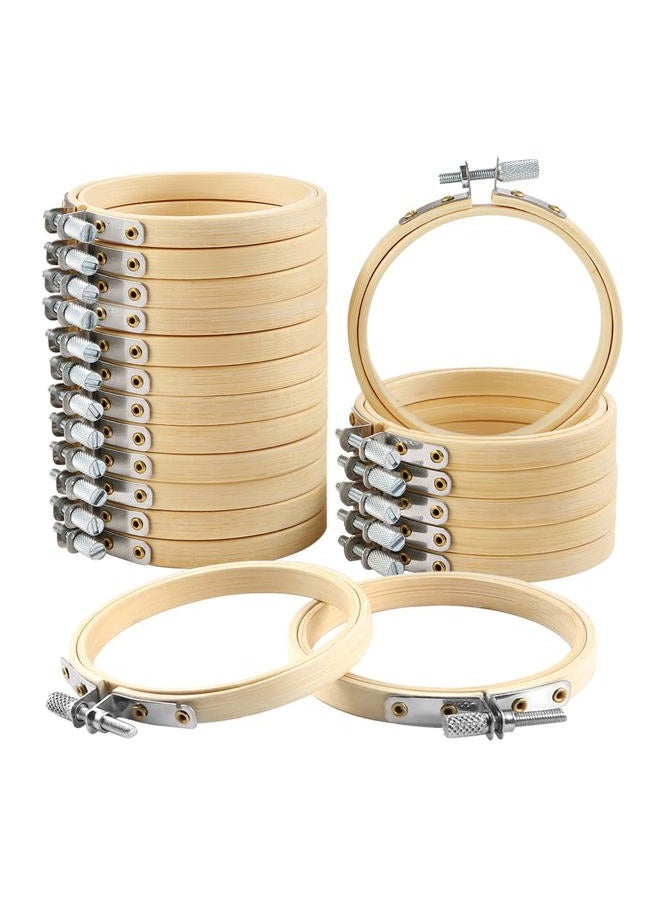 Caydo 20 Pieces 3 Inch Bamboo Embroidery Hoops Round Wooden Circle Cross Stitch Hoop Round Ring for Art Craft Handy Sewing - Image 1
