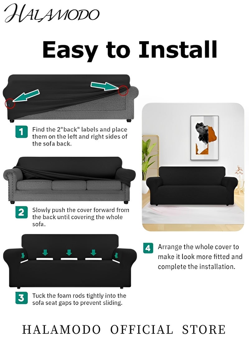 Halamodo Stretch 3 Seater Sofa Slipcovers Waterproof Couch Cover Non Slip Soft Couch Sofa Cover Washable Furniture Protector for Living Room Kids Pets - Image 5