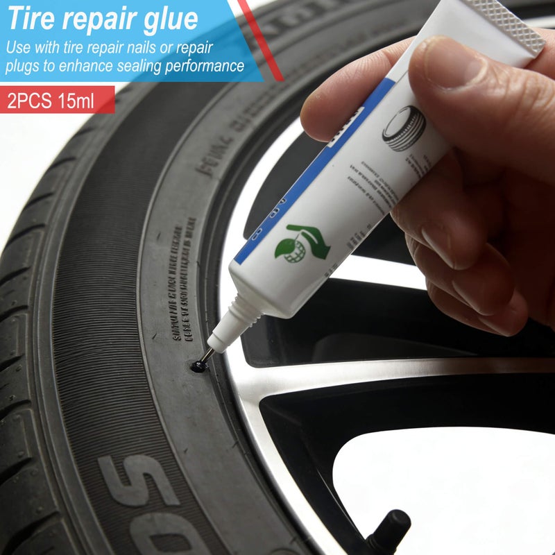 LOGOL 60 Pcs Tire Repair Rubber Nail, Tire Repair Rubber Nail Kit with Tire Glue,Tire Repair Screws are Suitable for Quickly Repairing Punctures in Car, Motorcycle, and SUV Tires - Image 3