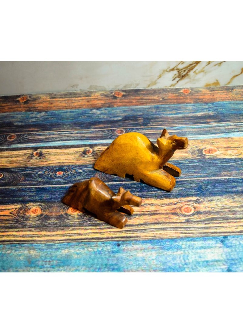 Egypt Antiques Two camels sitting for toys or for decoration Natural carving Handmade  - Image 2