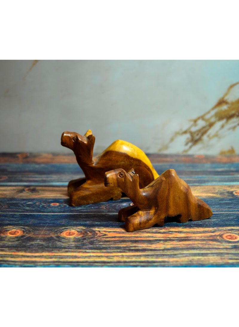Egypt Antiques Two camels sitting for toys or for decoration Natural carving Handmade  - Image 1