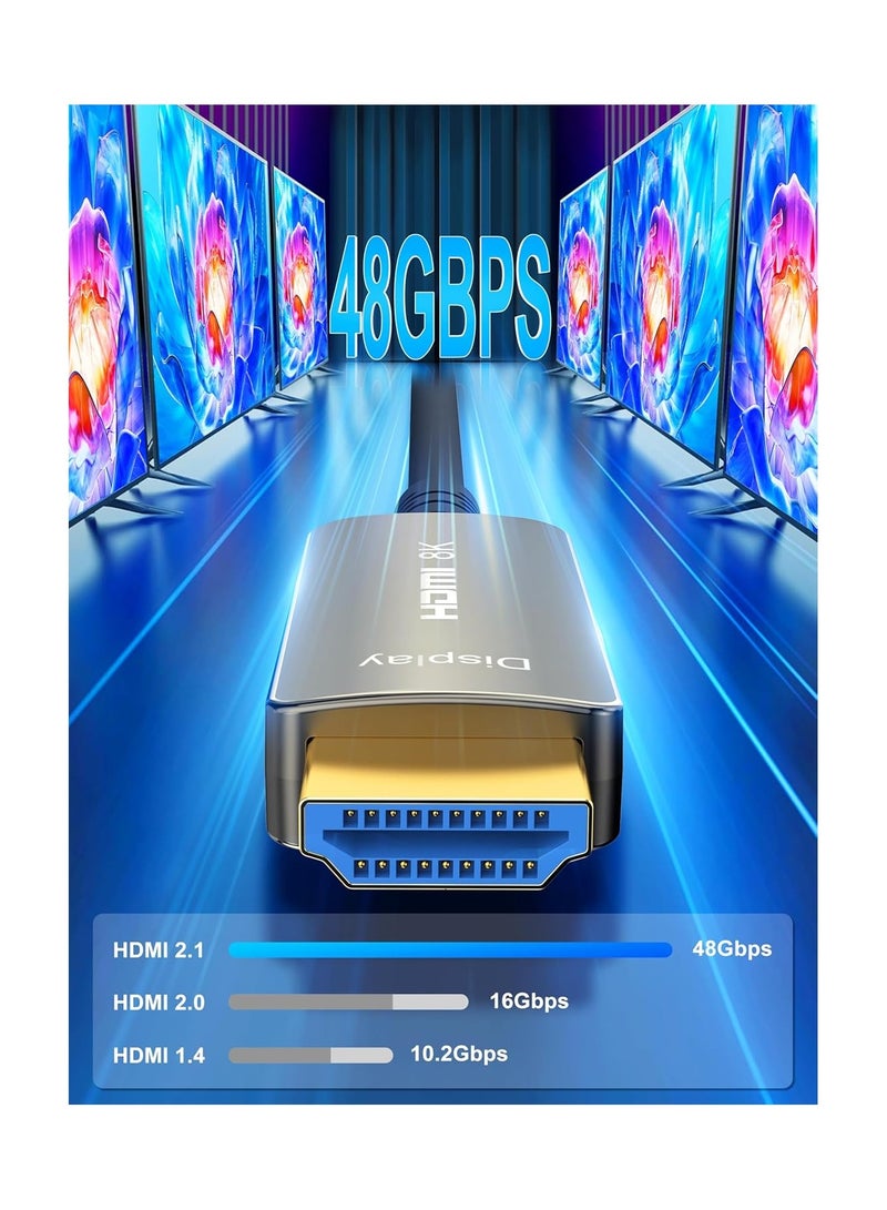 8K HDMI Fiber Optic Cable 30m – Ultra High Speed HDMI 2.1, 48Gbps, Supports 8K@60Hz, 4K@120Hz, 4320p, 4:4:4, Flexible for TV, PS5, PC, and More - Image 2
