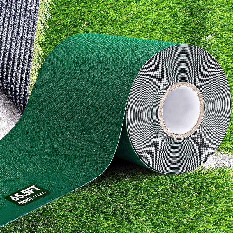 Inchoco Artificial Grass Seaming Turf Tape Self- Adhesive Single-Sided 6 Inch Width x 787 Inch Long Synthetic Seam Tape Jointing Fixing Fake Grass Carpets Connecting Green Lawn Mat Rug - Image 1