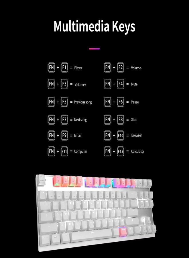 لوحة مفاتيح ميكانيكية MOTOSPEED CK82 87 مفتاحًا RGB للألعاب مع مفتاح OUTMU أحمر - Image 5