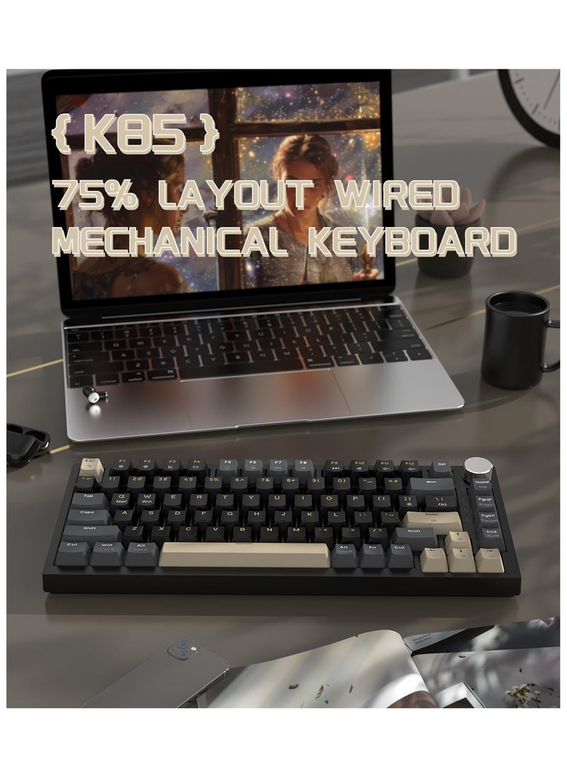 Attack Shark - ATTACK SHARK K85 Rapid Trigger Mechanical Keyboard, Magnetic Switch, LIGHTSYNC RGB Backlit, Cloud Driver, Wired Hot-swap TKL Gaming Keyboard with Knob Control for Win/Mac - StarBlack - Image 1