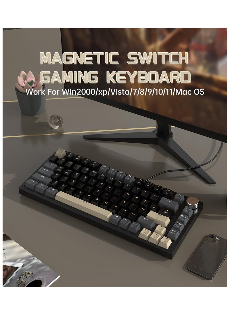 Attack Shark - ATTACK SHARK K85 Rapid Trigger Mechanical Keyboard, Magnetic Switch, LIGHTSYNC RGB Backlit, Cloud Driver, Wired Hot-swap TKL Gaming Keyboard with Knob Control for Win/Mac - StarBlack - Image 1