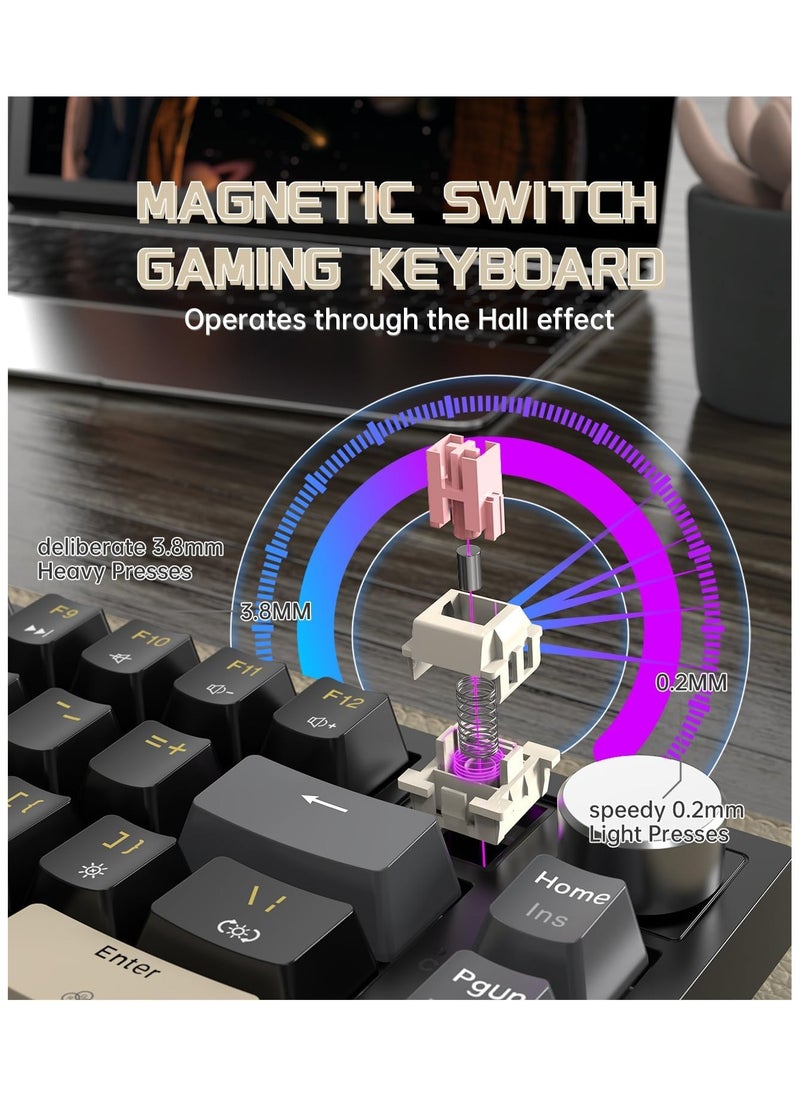 Attack Shark - ATTACK SHARK K85 Rapid Trigger Mechanical Keyboard, Magnetic Switch, LIGHTSYNC RGB Backlit, Cloud Driver, Wired Hot-swap TKL Gaming Keyboard with Knob Control for Win/Mac - StarBlack - Image 1