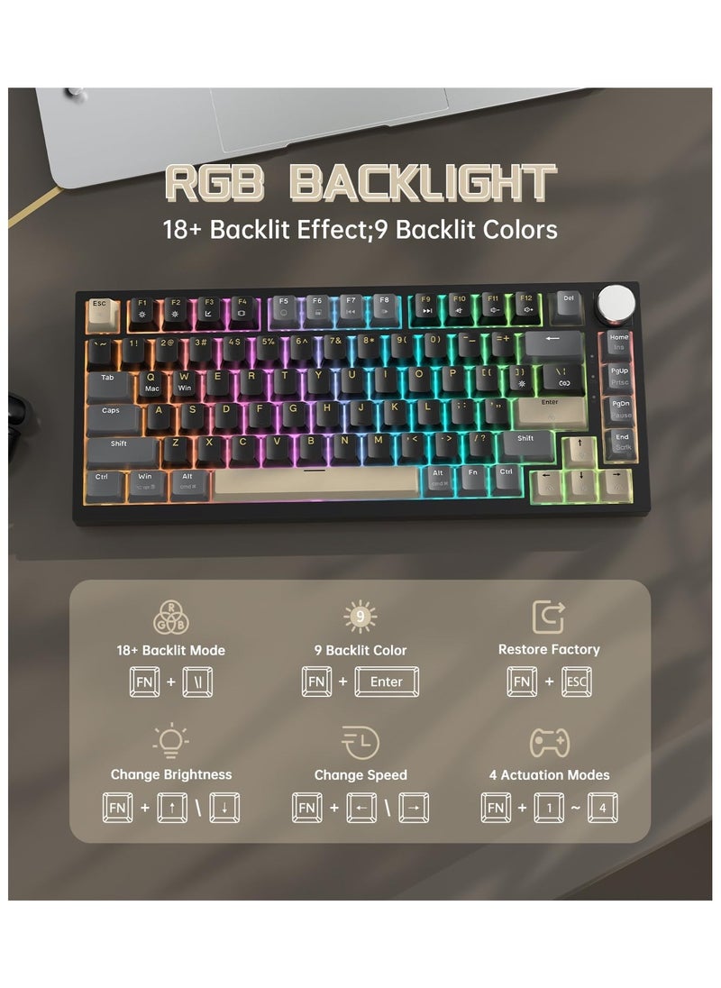 Attack Shark - ATTACK SHARK K85 Rapid Trigger Mechanical Keyboard, Magnetic Switch, LIGHTSYNC RGB Backlit, Cloud Driver, Wired Hot-swap TKL Gaming Keyboard with Knob Control for Win/Mac - StarBlack - Image 1