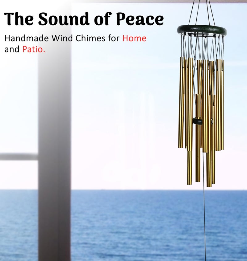 Hindcraft Wind Chimes for Home Positive Vibes – Hanging Decoration for Balcony, Living Room and Bedroom | Home Décor Gift Items, Housewarming Gifts, and Showpieces for Positive Energy, Golden 12-Pipe - Image 4