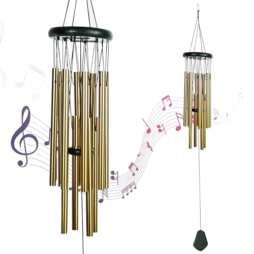 Hindcraft Wind Chimes for Home Positive Vibes – Hanging Decoration for Balcony, Living Room and Bedroom | Home Décor Gift Items, Housewarming Gifts, and Showpieces for Positive Energy, Golden 12-Pipe - Image 1