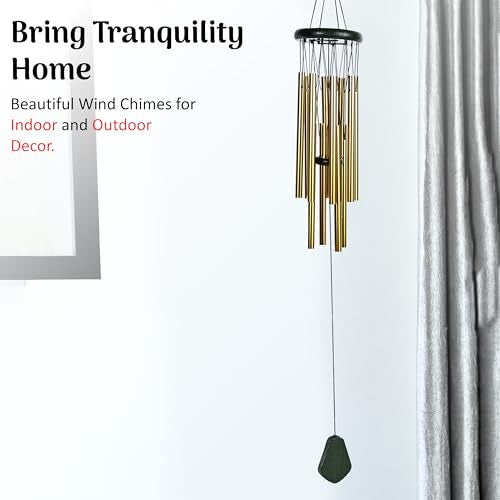 Hindcraft Wind Chimes for Home Positive Vibes – Hanging Decoration for Balcony, Living Room and Bedroom | Home Décor Gift Items, Housewarming Gifts, and Showpieces for Positive Energy, Golden 12-Pipe - Image 5
