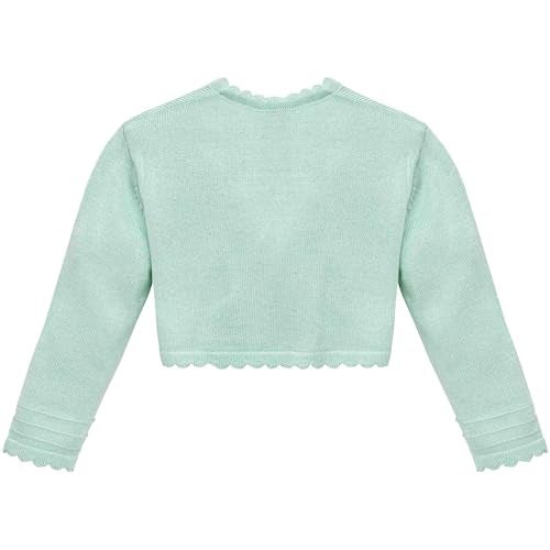 Lilax Baby Girls' Long Sleeve Cardigan Shrug, Button Closure Knitted Bolero (Mint, 6 Months) - Image 3