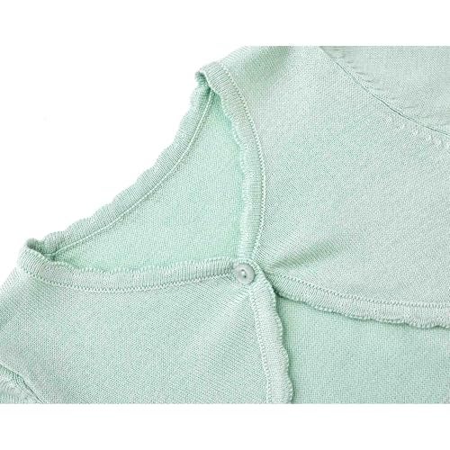 Lilax Baby Girls' Long Sleeve Cardigan Shrug, Button Closure Knitted Bolero (Mint, 6 Months) - Image 4