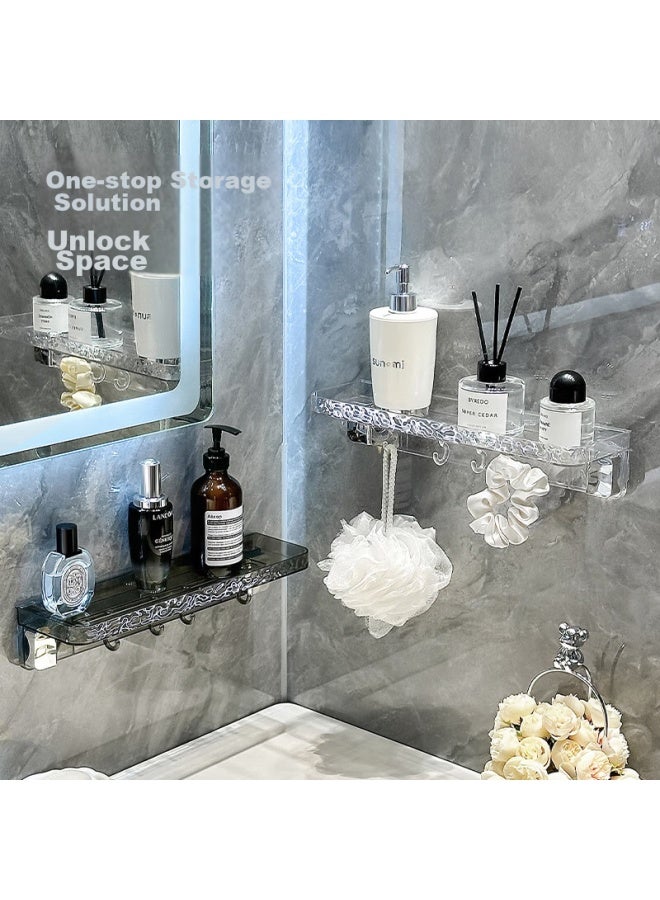Bydoll Bathroom Suction Cup Storage Rack, Wall-mounted, No Drilling Required, Toilet Washroom Vanity Organizer, Transparent - Image 2