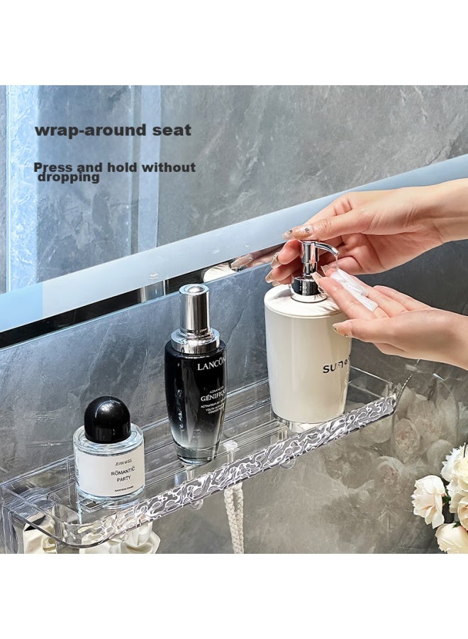 Bydoll Bathroom Suction Cup Storage Rack, Wall-mounted, No Drilling Required, Toilet Washroom Vanity Organizer, Transparent - Image 3