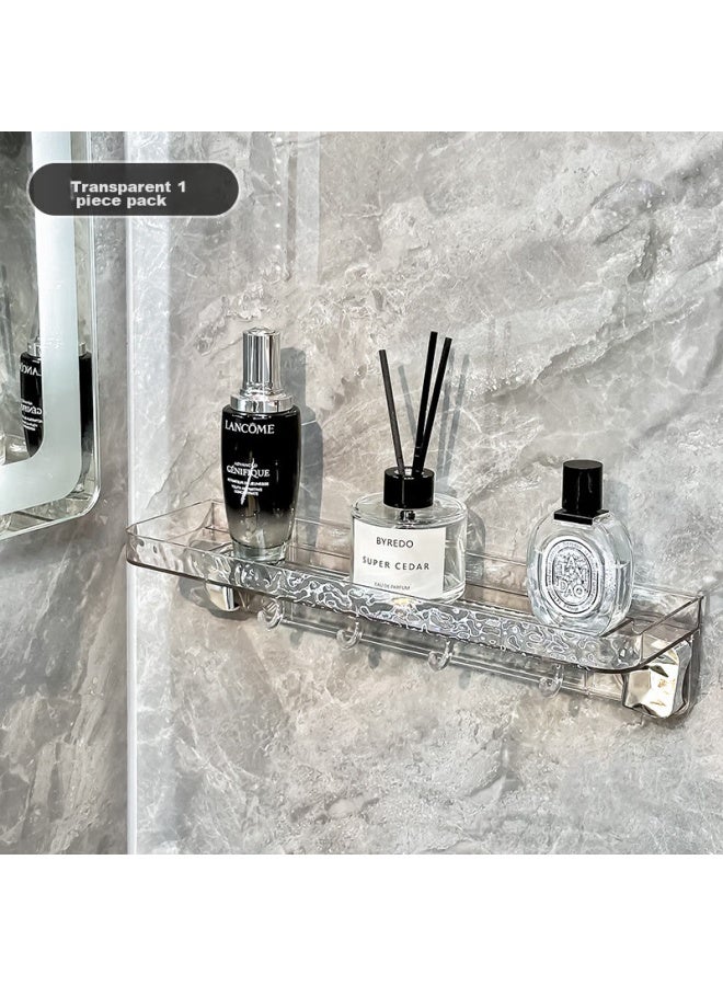 Bydoll Bathroom Suction Cup Storage Rack, Wall-mounted, No Drilling Required, Toilet Washroom Vanity Organizer, Transparent - Image 1