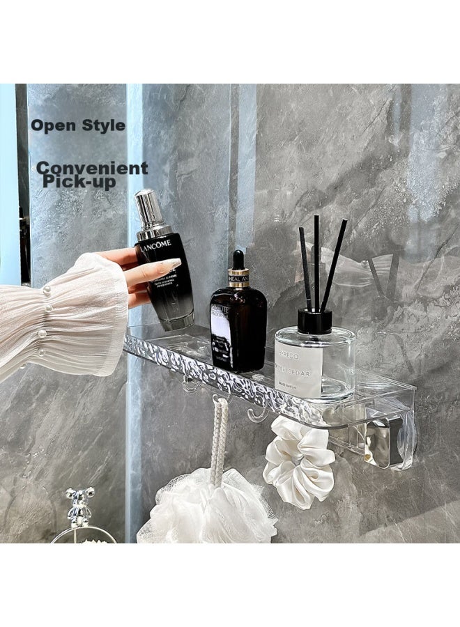 Bydoll Bathroom Suction Cup Storage Rack, Wall-mounted, No Drilling Required, Toilet Washroom Vanity Organizer, Transparent - Image 4